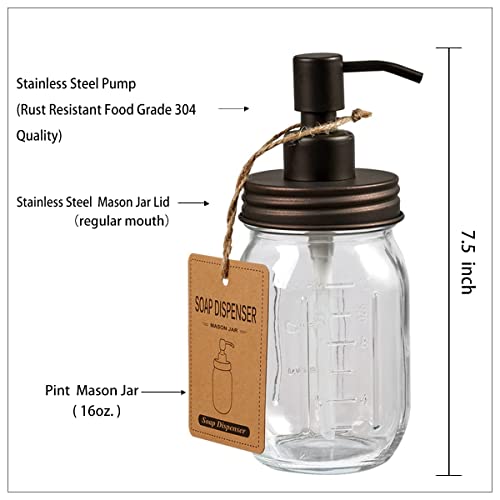 Amolliar Mason Jar Bathroom Accessories Set(4 Pack) -Bronze-Lotion Soap Dispenser&Qtip Holder Set&Toothbrush Holder-Rustic Farmhouse Decor Apothecary Jar Bathroom Countertop,Vanity Organize (Bronze) | Lotion Soap Dispenser, 2 Qtip Holder Set, Toothbrush H