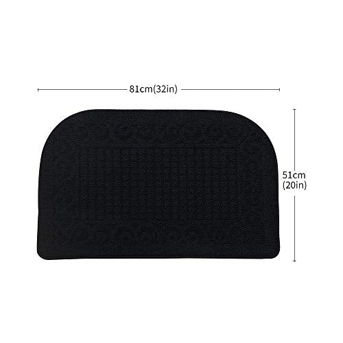 COSYHOMER 32x20 Half Round Kitchen Rug,Non Slip Washable Mat,Black 1PC | Polypropylene tufted textile,small half circle rug,kitchen sink mat,Kitchen floor mat - color: Black, size: 1'8" x 2'8" (Semicircular)