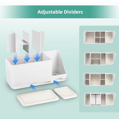 YONGAIJIA 8-Slot Toothbrush Holder with Quick-Dry Diatom Mud Board - Electric & Manual Toothbrush Organizer for Bathroom Countertop (White) - color: White