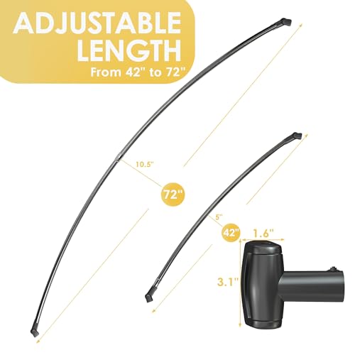 Curved Shower Curtain Rod, 42-72 inches Adjustable Curved Shower Rod, RustProof Curved Shower Rods for Bathroom, Bathtub, Premium Stainless Steel, Need to Drill, Black - color: Black, size: 42-72 Inches