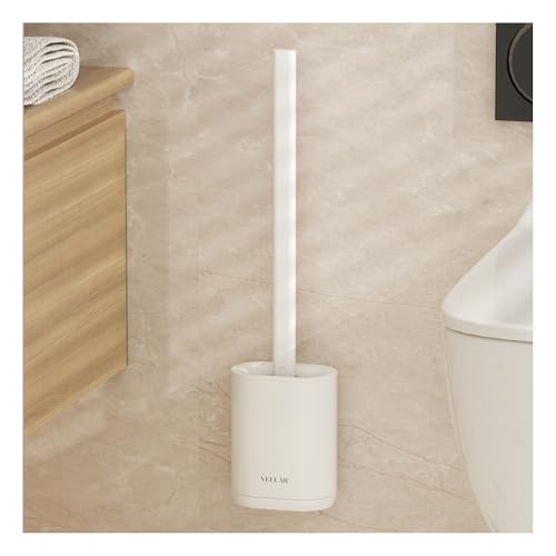 Toilet Brush and Holder Set - Wall Mounted Bathroom Scrub Brush, Toilet Bowl Brush and Plunger Set for Bathroom Cleaner (White) - color: White