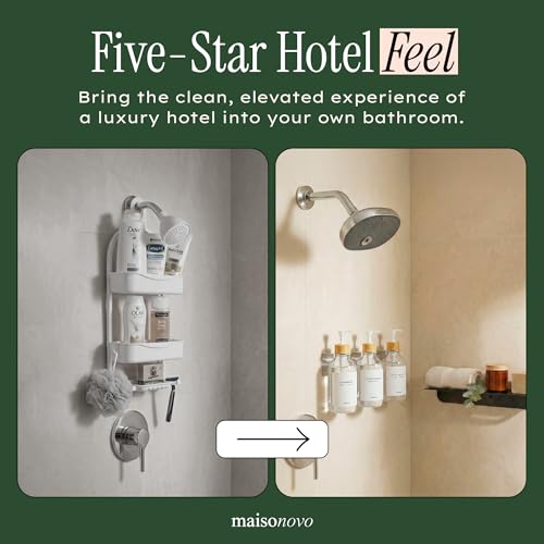MaisoNovo Shampoo and Conditioner Dispenser|Refillable Clear Bamboo 3-Pack | 500 ml Shower Gel Dispenser Set of 3. Refillable Shampoo and Conditioner Bottles. Drill Free Secure Design. Clear Bamboo - color: Clear Bamboo Set of 3