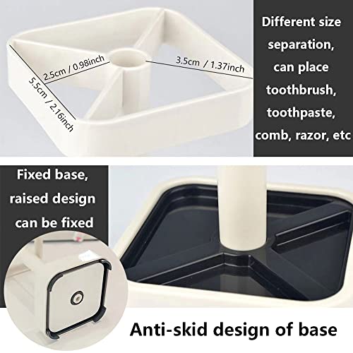1 Pack Toothbrush Holder Stand with Cover/Cup, 3 Slots Toothbrush Holders for Bathrooms, Compatible with Toothpaste, Conventional Toothbrushes Storage, Razor Comb Multifunctional Storage