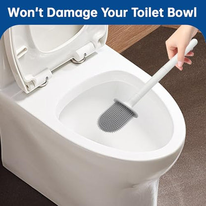 RV Essentials, RV Toilet Brush, Toilet Brush Silicone Won't Damage Toilets, Wall Mounted Toilet Brush White-Anti-Roll, Anti-Drip Design, Suitable for RV Travel Trailers and Campers, Camper Must Haves - color: White-1