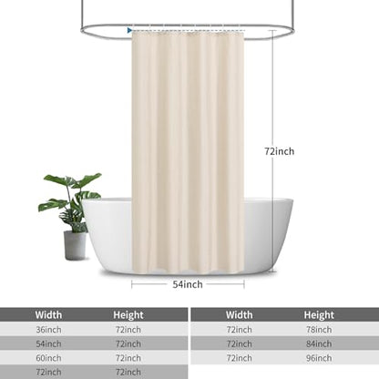 Waterproof Fabric Shower Curtain,No Liner Needed,54x72,Cream | 2-in-1 Design,Linen Textured,100% Waterproof TPU-Laminated Backing,Magnetic Weighted,Machine Washable,For Bathroom,Hotel - color: Cream, size: 54"W x 72"L (Pack of 1)