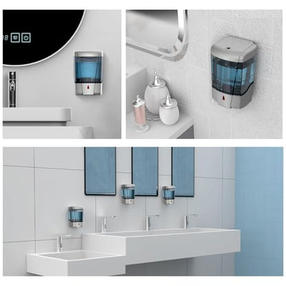 Automatic Soap Dispenser 20fl oz/600ml Touchless Wall Mount Liquid ABS Auto Hands Free Touchless Soap Dispensers Bathroom Kitchen 9031 Silver - color: Silver