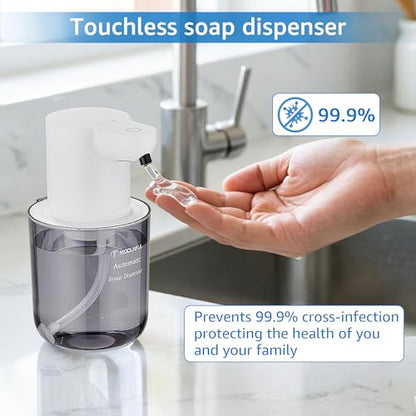 Automatic Soap Dispenser for Kitchen Sink - Wall-Mount & Countertop White | 4-Level Adjustable,13.5oz Clear Plastic IPX5 Rechargeable, Suitable for Bathroom - color: White.l