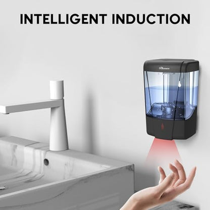 Soap Dispenser Wall Mount, Automatic Hand Sanitizer Dispenser 600ml Gel n Liquid Touchless Commercial Wall Soap Dispenser for Bathroom,Black-600ml - color: Black-600ml