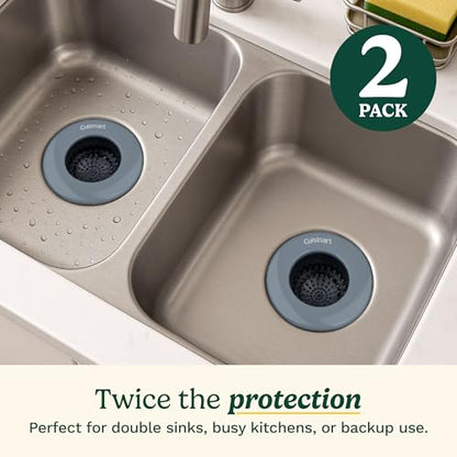 Cuisinart Stainless Steel Kitchen Sink Drain Strainer, 2-Pack, 4.35" | Fits standard 3.5in drains, silicone base and mesh, scratch-safe on steel or porcelain, enamel-coated to resist rust - color: Dark Gray