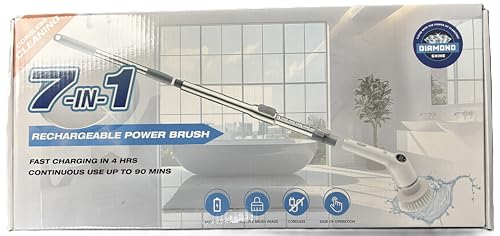 7-in-1 Cordless Spin Scrubber – Rechargeable Electric Power Scrubber with Extendable Handle & 7 Brush Heads for Kitchen, Bathroom, Tile, Grout & Floors