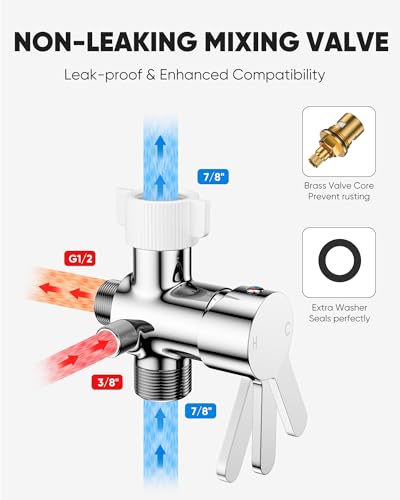 Arofa Hot and Cold Bidet Sprayer for Toilet, Warm Water Bidet Attachment | Hot & Cold Control, Adjustable Water Flow, 7/8" Brass T-valve, Fits Two-Piece Toilets, Feminine/Baby/Pet Wash, Easy Install - color: Stainless Steel(Hot&Cold), size: 1 Pack
