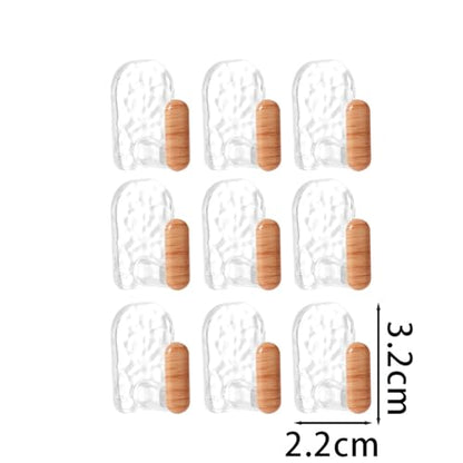 9Pcs/Set Adhesive Towel Hooks for Bathrooms, Shower, No-Drilling, Stylish Clear Wall Hooks, Stick on Towel Rack, Adhesive Hanger for Kitchen, Door, Key (Beige, 3.2x2.2cm) - color: Beige