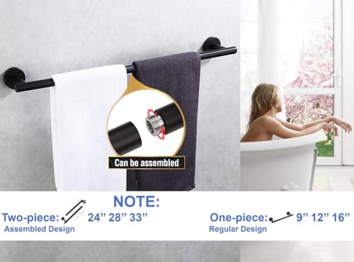 20 Inch Towel Bar 2 Pack for Bathroom 9/12/16/20/24/28/33 Inch Kitchen Hand Towel Holder Matted Black Stainless Steel 304 RUSTPROOF Wall Mount Towel Rod 2 of Pack (2, Matted Black, 20 Inch) - color: Matted Black, size: 20 Inch