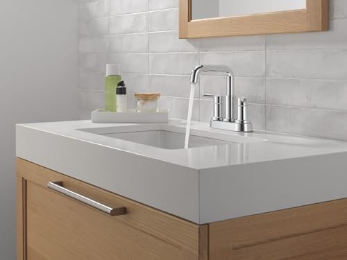 Delta Nicoli Centerset Chrome Bathroom Faucet, 4 Inch 3 Hole Bathroom Sink Faucet for Vanity, Push-Pop Drain Assembly, Chrome 25849LF - color: Chrome