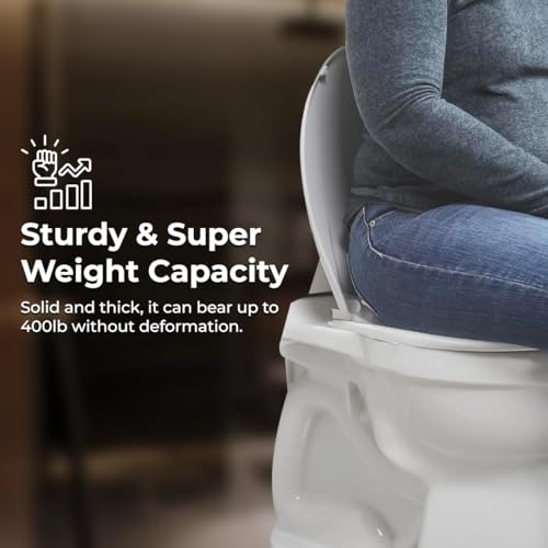 GenieBidet Round Toilet Seat | Noiseless Toilet Cover Seat and Toilet Lids - Durable Plastic Toilet Seat for Easy Installation w/Mounting Tools and Attachments Included | Toilet Seat Round White - style: ROUND TOILET SEAT