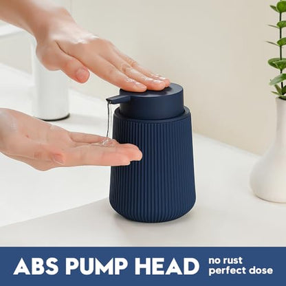 YAUKPH Striped Liquid Hand Soap Dispenser Navy Blue | with Leak-Proof Pump for Bathroom and Kitchen Countertop 11oz - color: Blue, size: Liquid Dispenser
