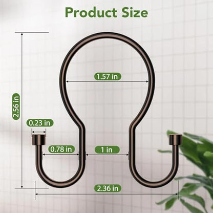 Shower Curtain Hooks, Simple Shower Curtain Rings, Sturdy Shower Curtain Hangers, Double Hook Shower Curtain Hooks, Smooth Gliding Metal Shower Hooks for Shower Curtain (Bronze, 12 Pack) - color: Bronze, size: 12 Pack