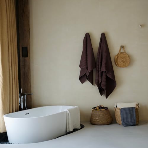 Luxury Organic Japanese Cotton Waffle Bath Towel | Thick, Absorbent, Quick Dry Bathroom Towels for Shower, Sauna, Onsen| Hotel & Spa Quality, Gift-Ready (Dark Cocoa, Bath Towel (2 Pack)) - color: Dark Cocoa, style: Bath Towel (2 Pack)