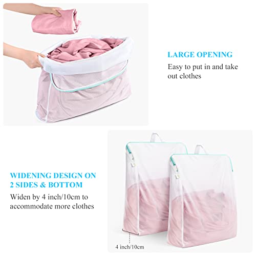 OTraki 20x24 Inch Laundry Bags Mesh Wash Bags 2 Pack Delicates Bag Lingerie Socks Sweater Washing Machine Mesh Laundry Bags for Travel Camping Don't Drying, Melting 140-176℉, White | Lingerie Socks Sweater Washing Machine Mesh Laundry Bags for Travel Camp