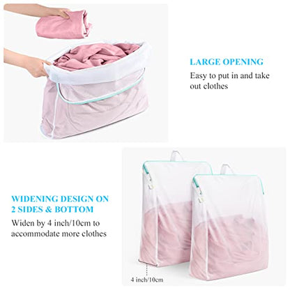 OTraki 20x24 Inch Laundry Bags Mesh Wash Bags 2 Pack Delicates Bag Lingerie Socks Sweater Washing Machine Mesh Laundry Bags for Travel Camping Don't Drying, Melting 140-176℉, White | Lingerie Socks Sweater Washing Machine Mesh Laundry Bags for Travel Camp