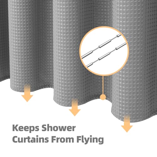 LaCyan Waterproof Waffle Shower Curtain, 258GSM Heavy Duty 3 Piece Set with Clear Liner and 12 Stainless Steel Hooks, Polyester Fabric Shower Curtains for Bathroom, Machine Washable, 72x72 Inch, Grey - color: Grey, size: 72"W x 72"L (Pack of 1)