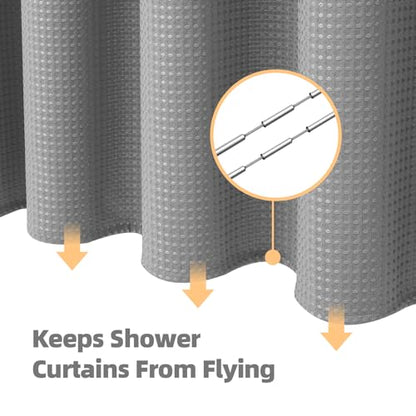 LaCyan Waterproof Waffle Shower Curtain, 258GSM Heavy Duty 3 Piece Set with Clear Liner and 12 Stainless Steel Hooks, Polyester Fabric Shower Curtains for Bathroom, Machine Washable, 72x72 Inch, Grey - color: Grey, size: 72"W x 72"L (Pack of 1)