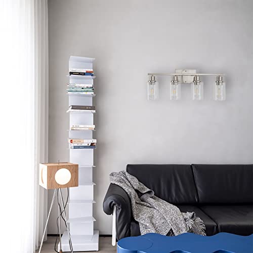 4-Light Bathroom Light Fixtures, Brushed Nickel Vanity Light with Clear Glass Shade, Modern Wall Sconce for Mirror Bedroom Hallway Farmhouse Kitchen - color: Nickel 4-Light