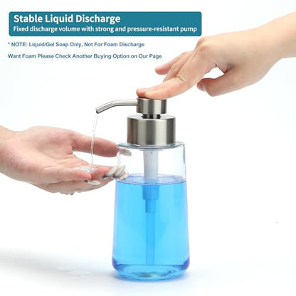 Glass Soap Dispenser 16oz Hand Soap Dispenser Brushed Nickel | Large Capacity, Liquid Soap Pump(No foaming), with Rust Proof Pump Waterproof Labels, Hand Soap for Bathroom, Kitchen, 2 Sets - color: Brushed Nickel