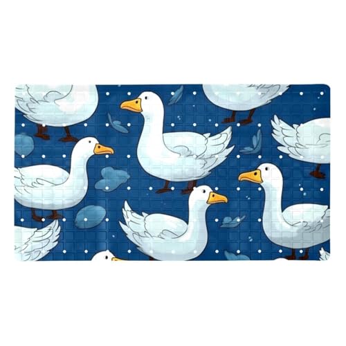 Shower Mat Non Slip, Goose Pattern Anti Slip Bath Mat for Tub, 26.8 x 15.1 Inch Bathtub Mat with Suction Cups and Drain Holes, Machine Washable - color: Multi 8