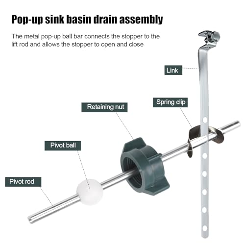 2pcs Pop Up Stopper Assembly with Plug for Price Pfister & Popular Band | Sink Drain Parts, Bathroom Sink Stopper Replacement, Pivot Ball Rod & Plug, Durable Sink Drain Repair Kit, Grey & Green - color: Grey,green