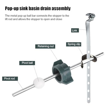 2pcs Pop Up Stopper Assembly with Plug for Price Pfister & Popular Band | Sink Drain Parts, Bathroom Sink Stopper Replacement, Pivot Ball Rod & Plug, Durable Sink Drain Repair Kit, Grey & Green - color: Grey,green