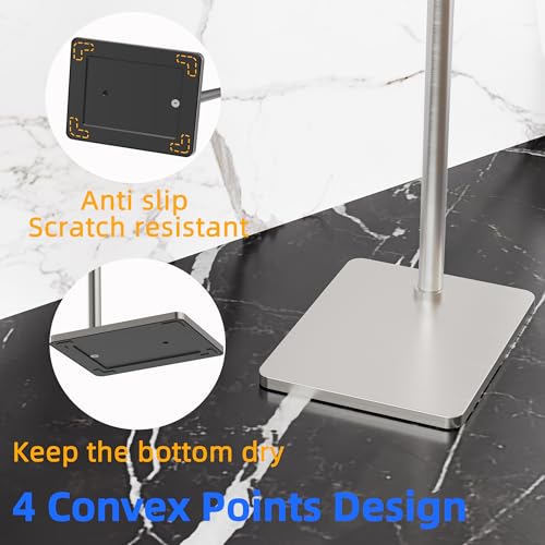 RUACQ Bathroom Toilet Paper Holder Stand, Brushed Nickel | Dual-Post Pivoting Free Standing Toilet Roll Holder with Weighted Base, Anti-drop Design 304 Stainless Steel Tissue Stand - color: Brushed Nickel, size: Free Standing
