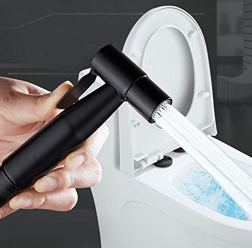 Stainless Steel Toilet Bidet Sprayer Head,Black | for Toilet,personal hygiene cleaning, bathroom cleaning, pet bathing,G1/2 interface. - color: Black