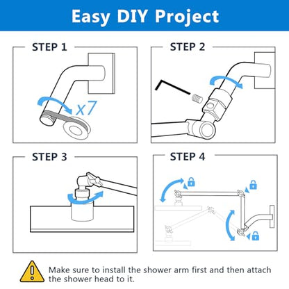 PDPBath Brass 16 Inch Shower Head Extension Arm, Upgrade Flexible Height & Angle Adjustable Shower Arm Extender with Lock Joints, for Fixed Shower Head & Handheld Shower Head, Chrome - color: Chrome, style: 6 Inch + 10 Inch