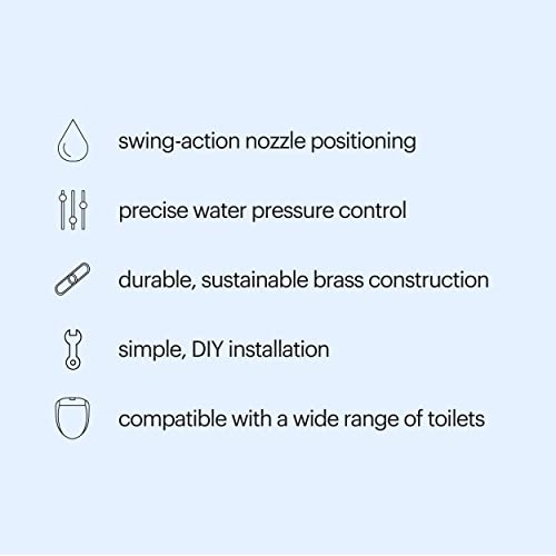 Brondell SMB-15 Side Mounted Manual Bidet Attachment for Toilet Seats with Adjustable Sprayer and Water Pressure, Thin Profile, Chrome (Ambient Temperature)