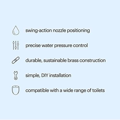 Brondell SMB-15 Side Mounted Manual Bidet Attachment for Toilet Seats with Adjustable Sprayer and Water Pressure, Thin Profile, Chrome (Ambient Temperature)