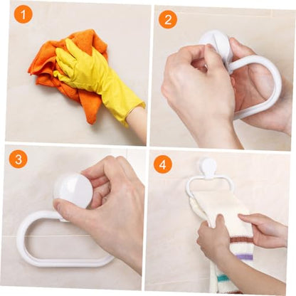 2pcs Adhesive Towel Holder Wall Mount Hand Towel Ring for Bathroom Kitchen No Drilling Needed Minimalist Design Easy Installation Versatile Washcloth Hanger