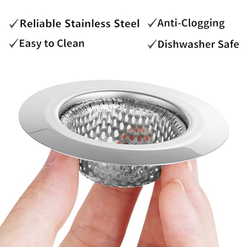 Ohtomber 2PCS 2.79" Stainless Steel Bathtub Drain Strainer Hair Catcher | Fine Mesh Filter Basket, Efficient Hair Trapping, Rust Resistant, For Bathroom Sink Shower Tub Wash Basin, Rustproof