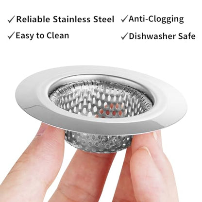 Ohtomber 2PCS 2.79" Stainless Steel Bathtub Drain Strainer Hair Catcher | Fine Mesh Filter Basket, Efficient Hair Trapping, Rust Resistant, For Bathroom Sink Shower Tub Wash Basin, Rustproof