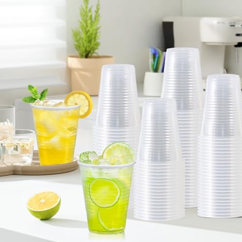 SIUQ 300 Pack 16 oz Clear Plastic Cups, Disposable Water Cups 16 Ounce | Hot/Cold Party Drinking Cups for Party, Picnic, Wedding, BBQ, Travel, Christmas, Halloween, Events - style: 16 oz-300pack