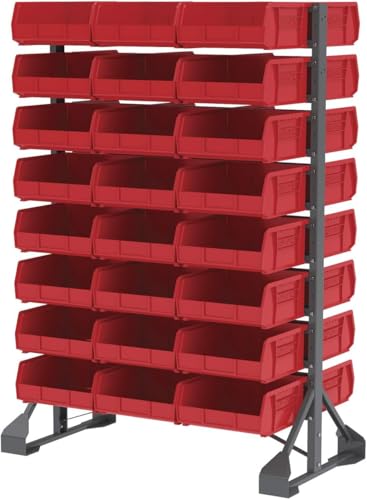 Akro-Mils 30235 AkroBins Plastic Storage Bins, 11"x11"x5", Red, 6-Pack | Space-Saving Stackable Bins for Garage, Pantry, Craft Organization - color: Red