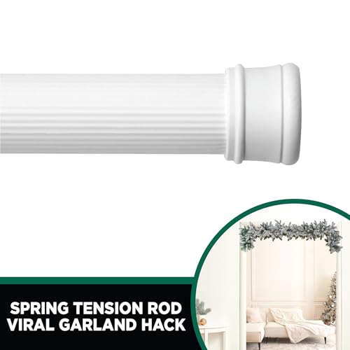 Kenney KN609L/1 Twist & Fit No Tools Spring Tension Standard Shower Curtain Rod with Non-Slip, Non-Scratch Ends, 42-72" Adjustable Length, Easy Install, White, 1" Diameter Rust Resistant Steel Tube - color: White