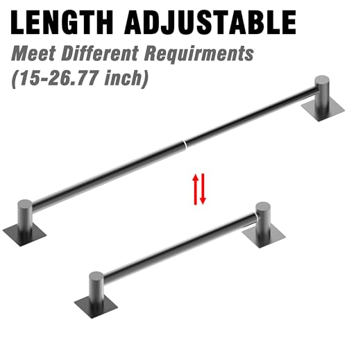 Towel Bar, Self-Adhesive Towel Racks for Bathroom, Matte Black | Adjustable 13 to 23.6 Inch Stick on Towel Rod, 304 Stainless Steel Towel Holder, Rustproof, Square Base, No Drill, Modern - color: Matte Black, size: Self-Adhesive
