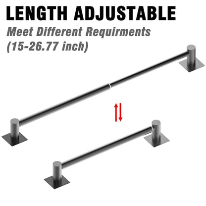 Towel Bar, Self-Adhesive Towel Racks for Bathroom, Matte Black | Adjustable 13 to 23.6 Inch Stick on Towel Rod, 304 Stainless Steel Towel Holder, Rustproof, Square Base, No Drill, Modern - color: Matte Black, size: Self-Adhesive