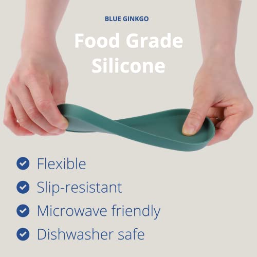 Blue Ginkgo Mini Silicone Trays – Set of 6 Easy-Clean Organizers for Bathroom, Kitchen, Desk, Vanity, and Cosmetics (Green, Yellow, Pink) - color: Green