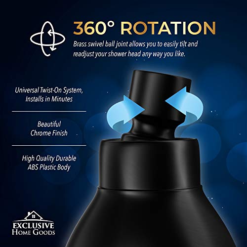 High Pressure Shower Head - Powerful Deluxe Bathroom Showerhead with Strong Spray Stream and Small Silicone Nozzles - Universal Fit Works with High and Low Water Flow Showers (Matte Black)-1.8 GPM - color: Matte Black, size: 1.8 GPM