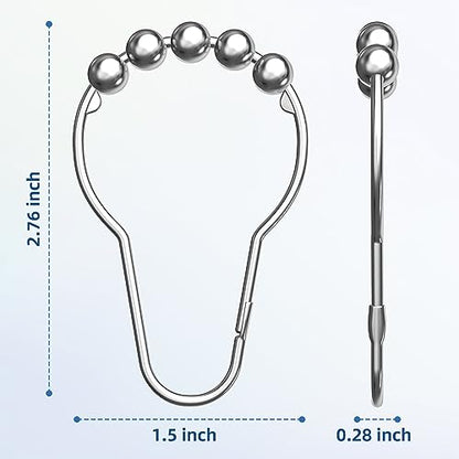 Titanker Shower Curtain Hooks Rings, Rust-Resistant Metal Shower Curtain Hooks for Bathroom Shower Rods Shower Hooks Shower Rings for Curtain - Set of 12, Chrome - color: Chrome