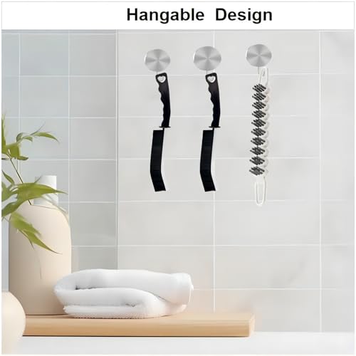 Crevice Cleaning Brush Hard Bristle Grout Brush Scrub Brush Toilet Brush Cleaning Tools Cleaning Supplies for Household Use Bathroom Kitchen 3 Pcs (Black&White) - color: Black&white