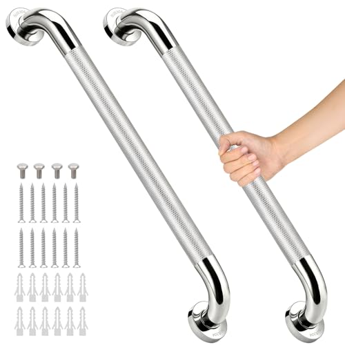 2 PCS Grab Bars for Seniors Bathroom 24 Inch 1.25" Diameter Shower Handle | Stainless Steel Shower Safety Support Bar, Bath Assist Handles for Handicap Elderly Injury Pregnant, ADA Compliant - size: 2PCS-24inch