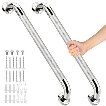 2 PCS Grab Bars for Seniors Bathroom 24 Inch 1.25" Diameter Shower Handle | Stainless Steel Shower Safety Support Bar, Bath Assist Handles for Handicap Elderly Injury Pregnant, ADA Compliant - size: 2PCS-24inch